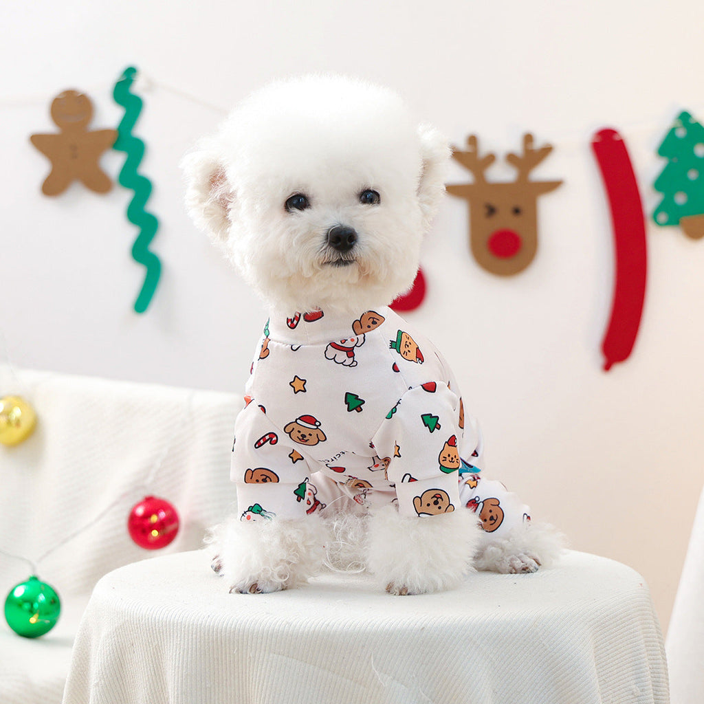 Christmas Santa Dog Harness Jumpsuits Pajama