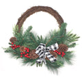 24 in. Mixed Pine and Berries Decorated Wreath - wreath